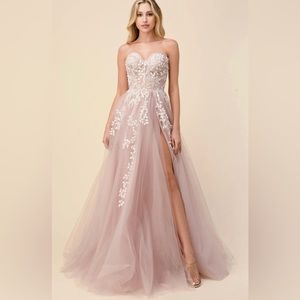 Andrea and Leo Cistella Tulle Ball Gown in Mauve (Size: 2)